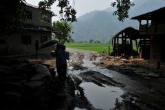 Trekking through a local village