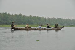 Quiet moment on the river in a dugout canoe