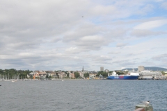 View of the harbor on the way to visit the FRAM just across from the city center.