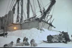 Actual photograph of the ship stuck in place riding the frozen ice currents.