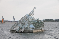 Close up of the work of art of glass next to the Opera House