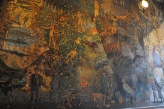 The art work presented at Oslo City Hall encompasses a wide range of mediums, including vibrant and compelling frescoes, tapestries, sculptures and paintings, all depicting Norwegian history, values and traditions.