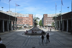 Looking out from the front door of the Oslo City Hall