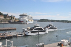 Cruise ships dock literally in the front door of Oslo Harbor.
