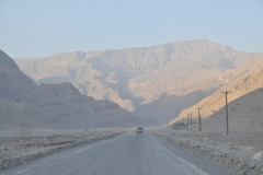 Departing by 4-wheel drive in a Wadi.. dry river bed. Driving to a breathtaking trip to Jebel Harim (Mountain of Women)