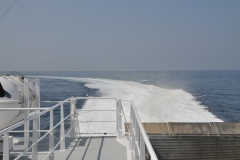 Inside there were several classes of service. One for First Class,, One class for women and children and one solely for Men only. During the 5 hour crossing the men went to the rear platform to Pray for Noon time Prayers.