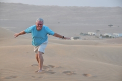 Trying to stand vertical is a challenge into the wind