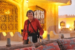 Heather with our group ready for the desert oasis dinner and entertainment