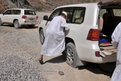 A flat tire. We were lucky in that it was a wide place in the road.