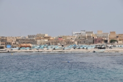 All fishing boats pulled up on land in anticipation of a Cyclone that was off shore. It later hit Yemen next door. They were very lucky.