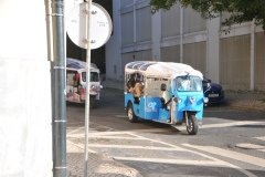 Our tour of the city of Lisbon begins in a Tuk Tuk small electric vehicle zipping in and out of the narrow streets on the hills above the city to down into the city.