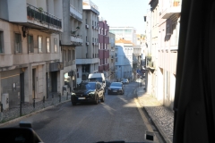 Driving the narrow streets in the hills of Lisbon