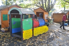 Train for children to play on while parents shop for fresh fruits and vegetables at the open market.