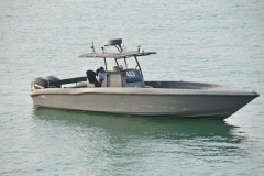 Security boat. Looks like he is reading instead of paying attention.