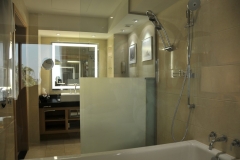View from bedroom into the bathroom