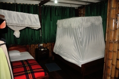 Night time with the mosquito nets down for sleeping