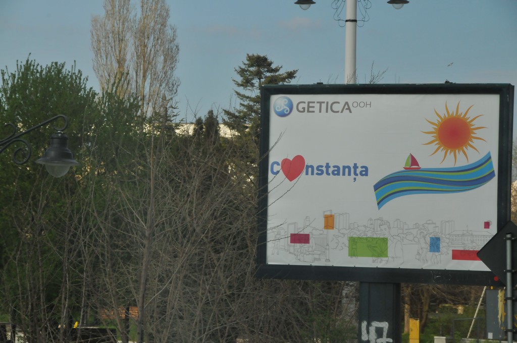 Welcome sign into Constanta,   Romania a seaport city.