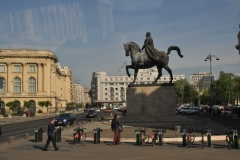 Arrived in Bucharest, Romania the middle of April 2018 for the beginning of a journey through the old Eastern European Union of the Soviet Block . Bucharest, is the capital and largest city of Romania, as well as its cultural, industrial, and financial center. It is located in the southeast of the country,  on the banks of the Dâmbovița River, less than 37 miles  north of the Danube River and the Bulgarian border.  It is a city of broad tree lined boulevards, well kept parks and a mix of architectural styles that combine Neo-Classical 19th century structures with monumental 20th century edifices built to satisfy the late dictator Nicolae Ceausescu.  The statue is of King Carol 1.