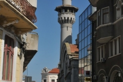 The old mosque and the new building.