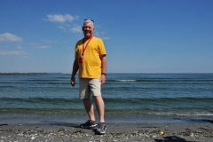 Standing at the edge of the Black Sea in Constanta on a tourist beach. No surf.