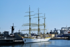 The Port of Constanța includes the North Port and the South Port, and is the fourth largest in Europe. It is protected by breakwaters, with a lighthouse at the entrance.