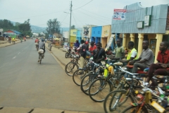 Once outside Kigali instead of Moto cycles it is bicycles waiting as taxis.