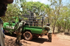 The truck and crates are used to transport the dogs in training out into the field by their handlers at the Park.