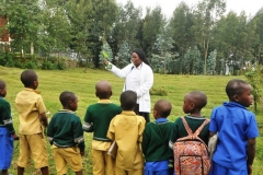 Closeup of the teacher and her class