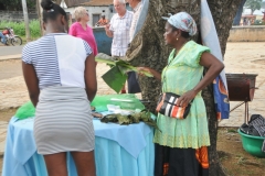 This lady has just finished cooking the fish on the barbecue behind the tree.  She prepared more samples for us to try and hopefully sell to others as they came along.