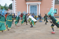Finally all is good and the evil spirit is taken away and the village celebrates.