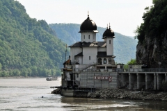 The old monastery of Mraconia  was flooded when the dams were built. To commemorate it, a new church was built on the Danube river bank.