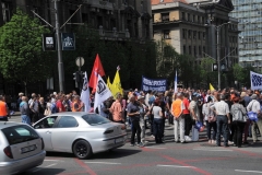 I was told this is a demonstration by teachers in Belgrade the day we were touring.