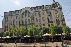 Soviet era buildings still stand in the city