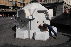 Local drinking fountain.  Bill a friend on the trip had to try it out. I would say it had to be the largest drinking fountain I have seen in my travels around the world.