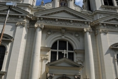 The Cathedral church is glistening all in white, with its green domes