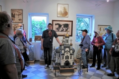 One of the family members explaining the art of Beekeeping.