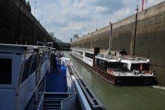 Now inside the last lock waiting for the rear lock to close the gate to fill the last lock.