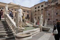 Between 18th century and 19th century, the fountain was considered a sort of depiction of the corrupt municipality of Palermo. For this reason and because of the nudity of the statues, the square became known as "Piazza della Vergogna" (Square of Shame) and Fountain No Shame ..