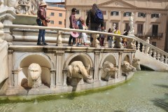 The fountain was placed in front of a convent, the Sacra et Pretiosa now a Monastery. . .