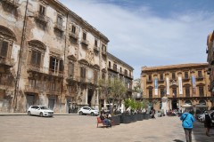 A building showing damage from WWII