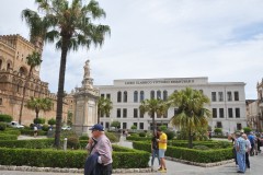 Garden area in front of the main entrance