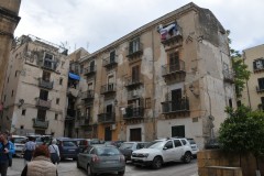 View of more buildings damaged in 1943 shelling of Palermo during  WWII bombings . in 1943