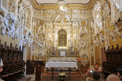 The Cappella Palatina, "Palace Chapel",  was built in 1683 by the brothers Giuseppe and Giacomo Serpotta, with a great profusion of precious marble, stucco work, winged angels, and friezes that commemorate the most resplendent moments in the history of the House .