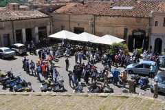 When we entered the Castle the courtyard below was empty. During the time we were inside a massive group of Vintage Vespa scooter riders from all over Europe filled the courtyard. This is their Sturgess for Harleys in America I guess. They came from everywhere.