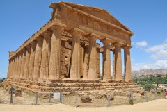 Up close Temple of Concordia looking through the pillars.