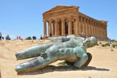 Temple of Concordia with fallen Bronze statue Icarus in front