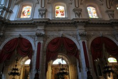 View of a number of stained glass windows in the church