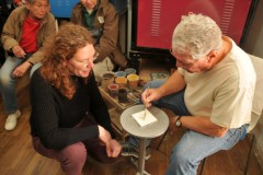 We were invited to visit a store in Ragusa where we learned how tile squares are painted. Yours truly was invited to participate. It was a lot of fun.