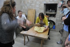 Margarita and Graciela show us how to need the bread  the Sicilian way.