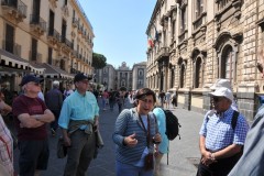 Our local guide explaining to us the life and death of Saint Agatha.